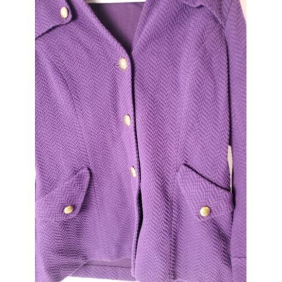Joan Rivers‎ Women's Size Small Purple Pea Coat Long Sleeve Lined Gold Buttons - Picture 4 of 13